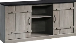 Sauder® Select Farmhouse Entertainment Credenza With Sliding Doors For 70" TVs, Mystic Oak/Raven Oak