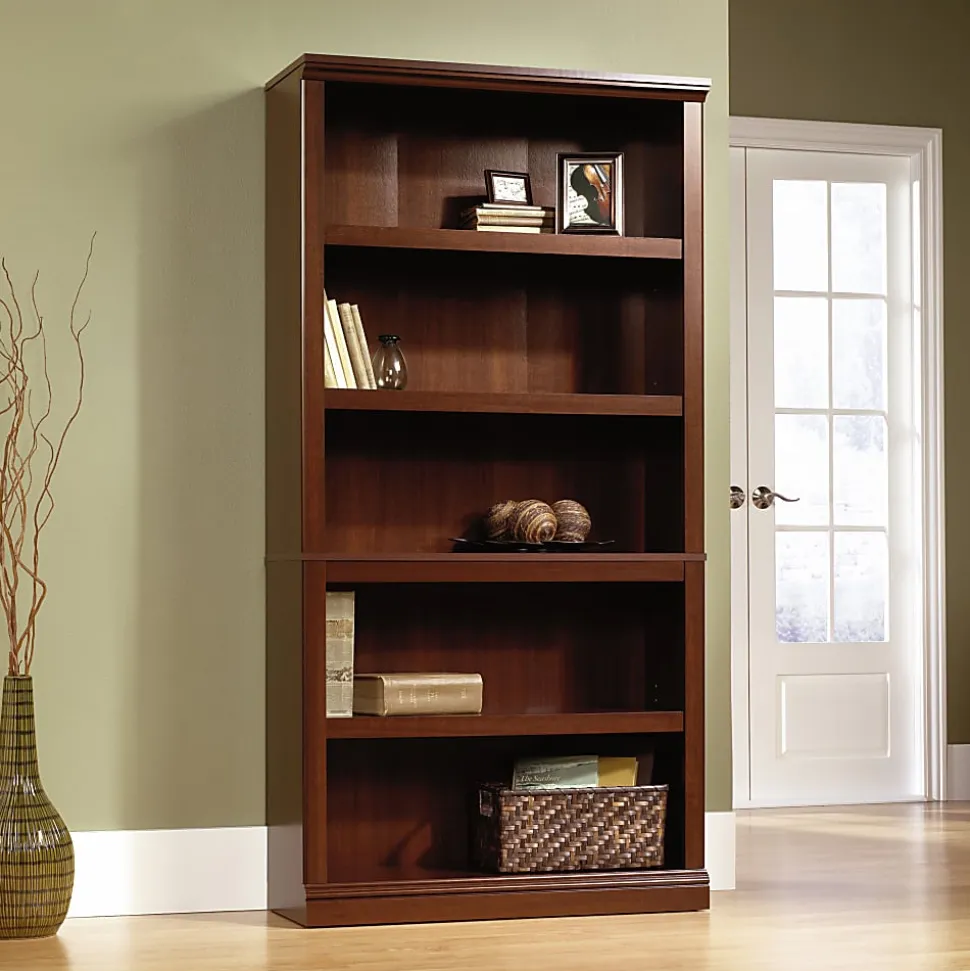 Sauder® Select 69 13/16"H 5-Shelf Transitional Bookcase, Cherry/Dark Finish, Standard Delivery