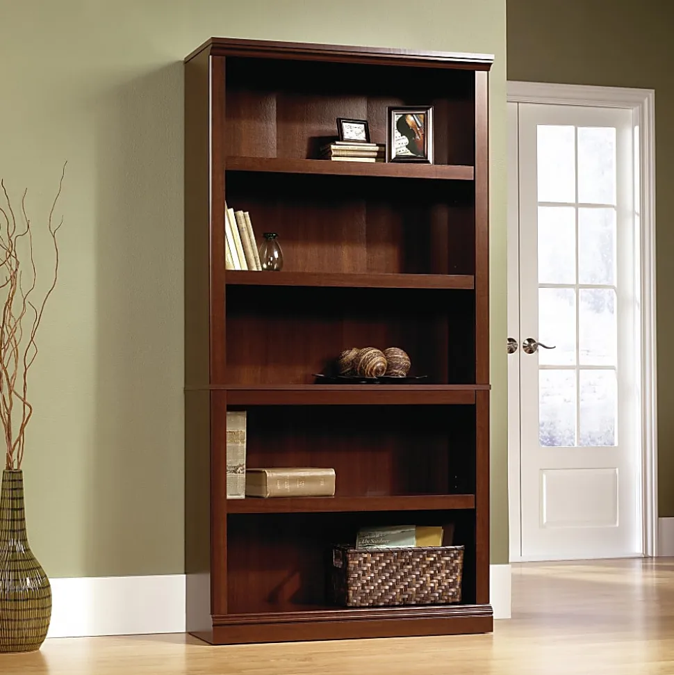 Sauder® Select 69 13/16"H 5-Shelf Transitional Bookcase, Cherry/Dark Finish, Standard Delivery