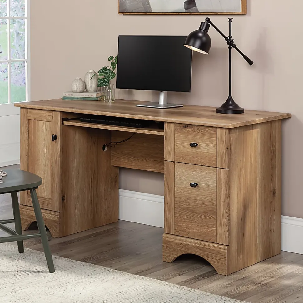 Sauder® Select 60"W Double-Pedestal Computer Desk, Timber Oak