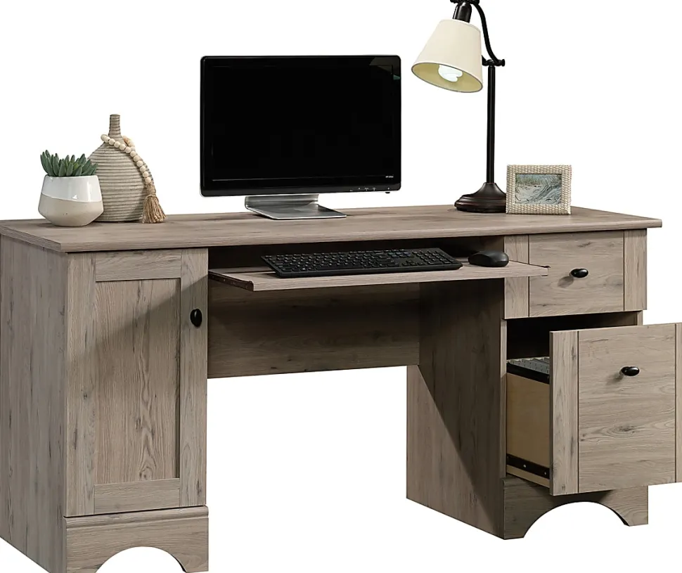 Sauder® Select 60"W Double-Pedestal Computer Desk, Laurel Oak
