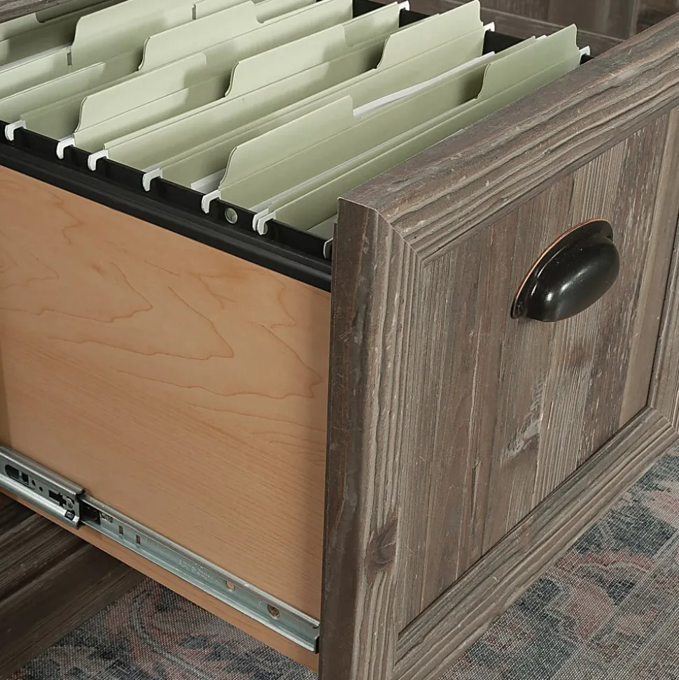 Sauder® Sonnet Springs 66"W Executive Double Pedestal Computer Desk, Pebble Pine®/Khaki Pine™