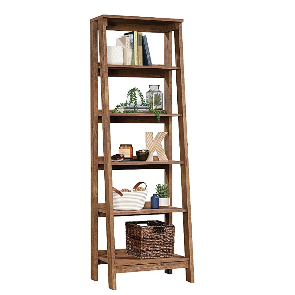 Sauder® Trestle 72"H 5-Shelf Bookcase, Vintage Oak