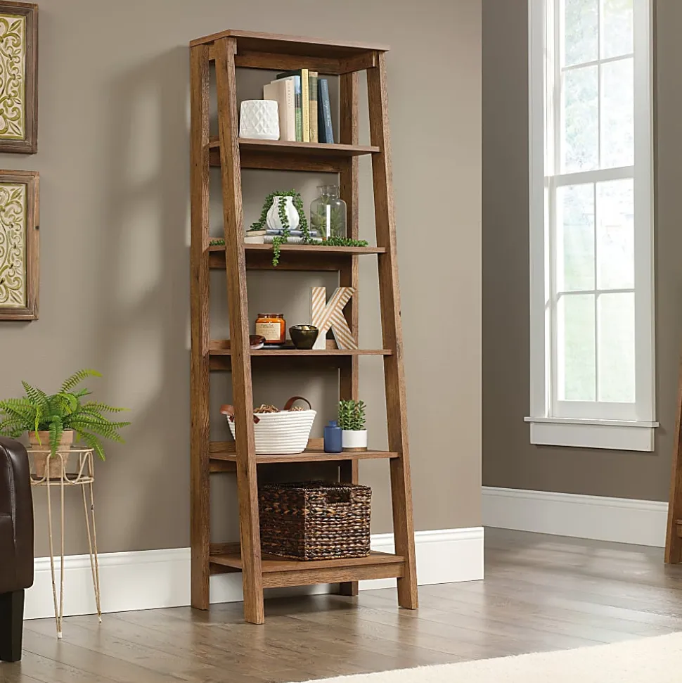 Sauder® Trestle 72"H 5-Shelf Bookcase, Vintage Oak