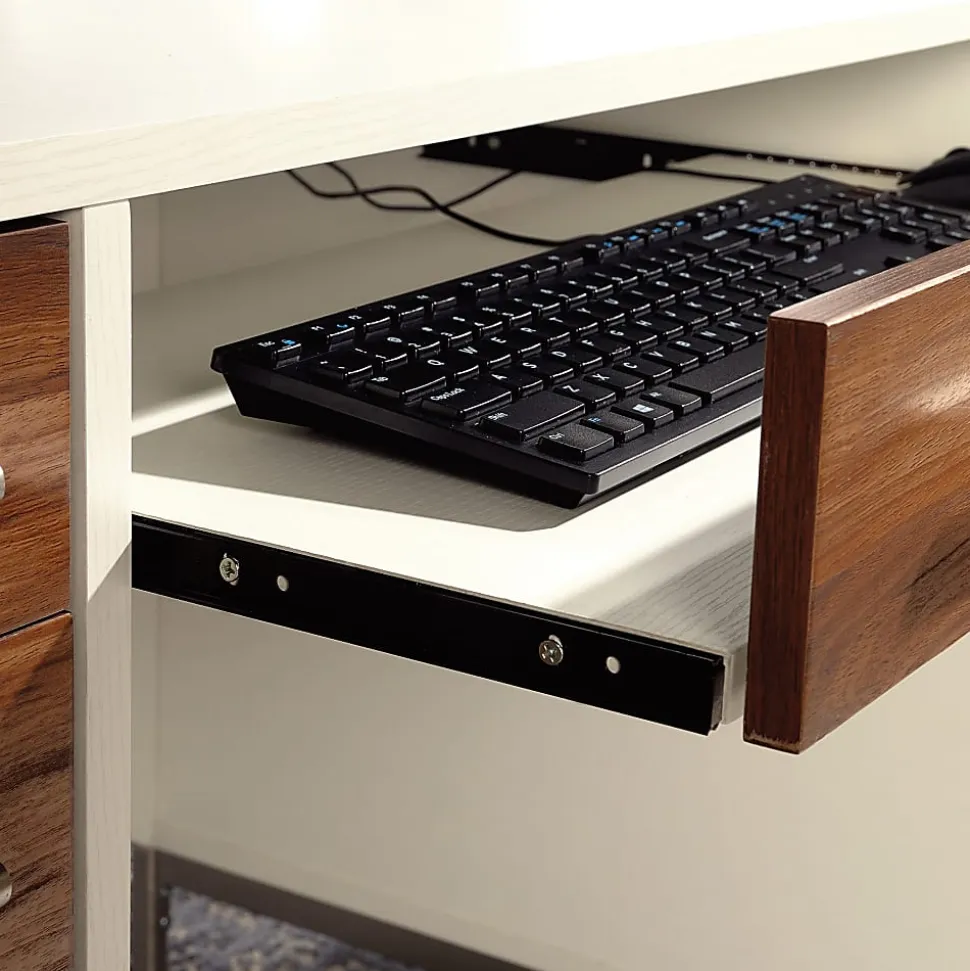 Sauder® Vista Key 60"W Executive Computer Desk, Pearl Oak/Blaze Acacia