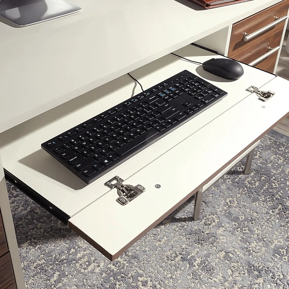 Sauder® Vista Key 60"W Executive Computer Desk, Pearl Oak/Blaze Acacia