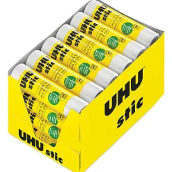 Saunders UHU stic Washable Glue Stick - 0.29 oz - 24 / Box - White