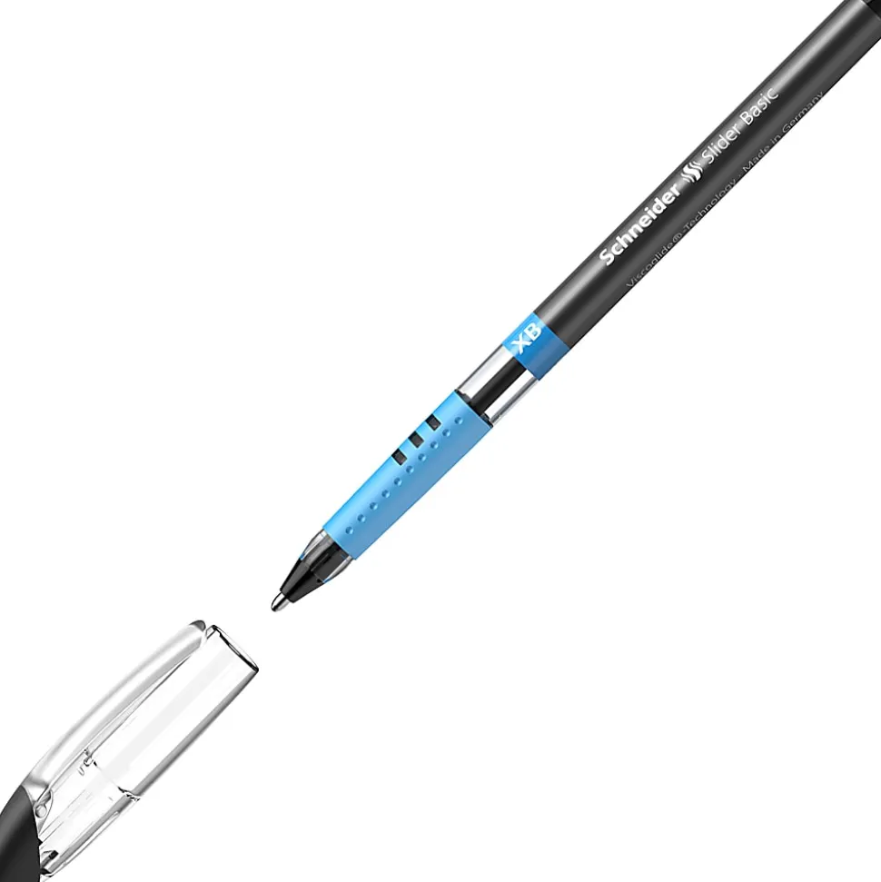 Schneider Slider Basic XB Ballpoint Pens, Extra-Bold Point, 1.4 mm, Black Barrels, Black Ink, Pack Of 10 Pens
