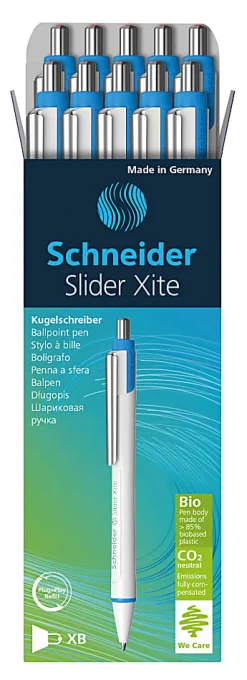 Schneider Slider Xite XB Retractable Ballpoint Pens, Extra-Bold Point, 1.4 mm, White Barrel, Red Ink, Pack Of 10 Pens