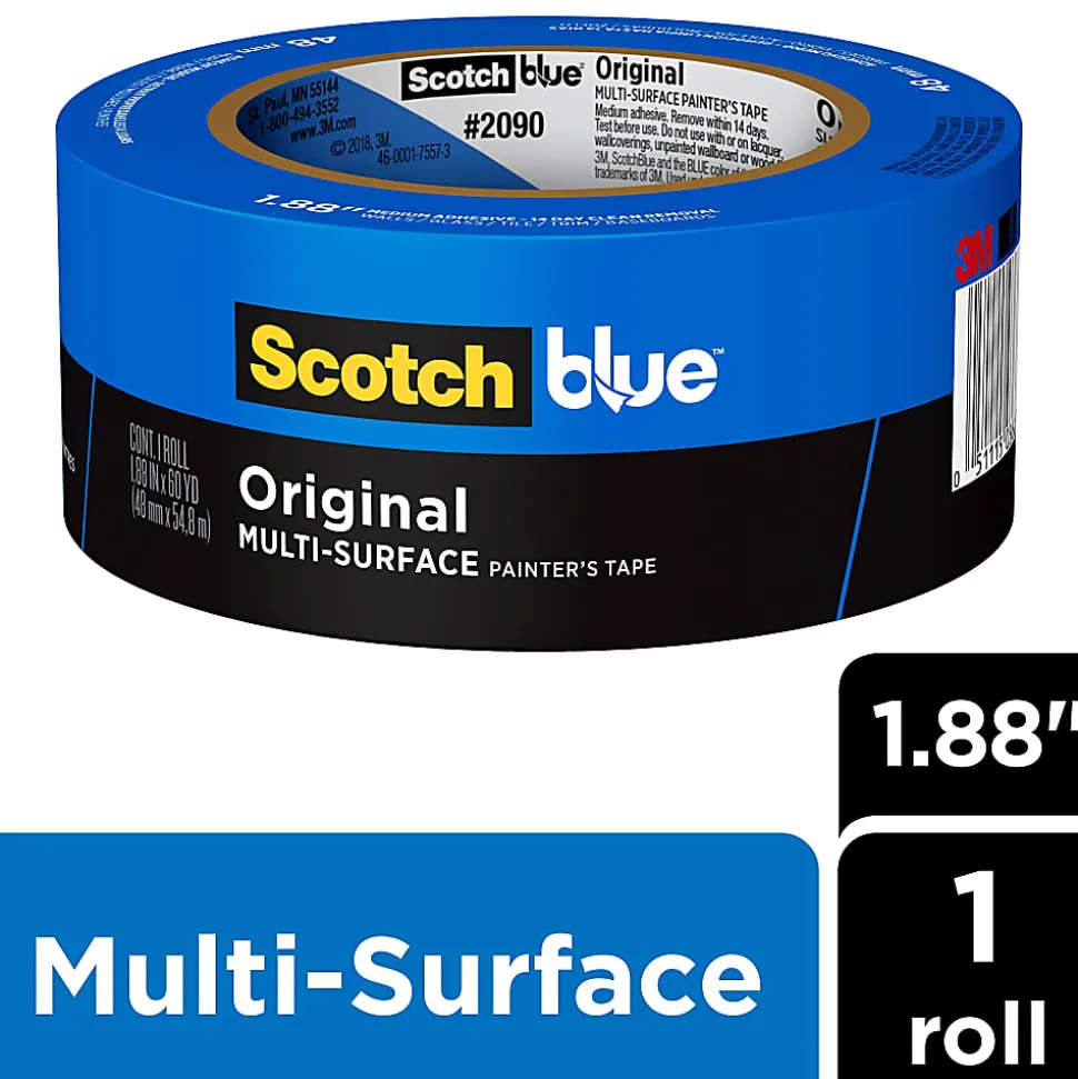 Scotch®Blue Original Multi-Surface Painter's Tape, 1 Tape Roll, 2 in x 60 yd, 3" Core, Blue - 20902A