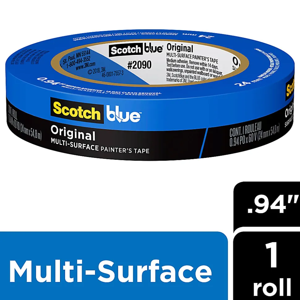 Scotch®Blue Original Multi-Surface Painter's Tape, 1 Tape Roll, 0.94 in x 60 yd, 3" Core, Blue - 20901HW