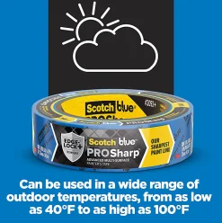ScotchBlue™ PROSharp™ Painter's Tape, 1 Roll, 0.94 in x 60 yd, Protects Surfaces and Removes Easily, Edge-Lock Tape for Indoor and Outdoor Use