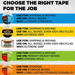 Scotch® Box Lock Packing Tape, 1.88" x 22.2 yd, Pack Of 6 Rolls With Dispensers