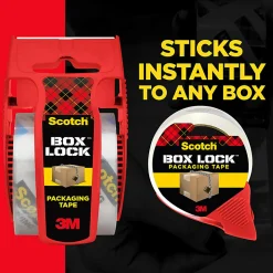 Scotch® Box Lock Packing Tape, 1.88" x 22.2 yd, Pack Of 6 Rolls With Dispensers