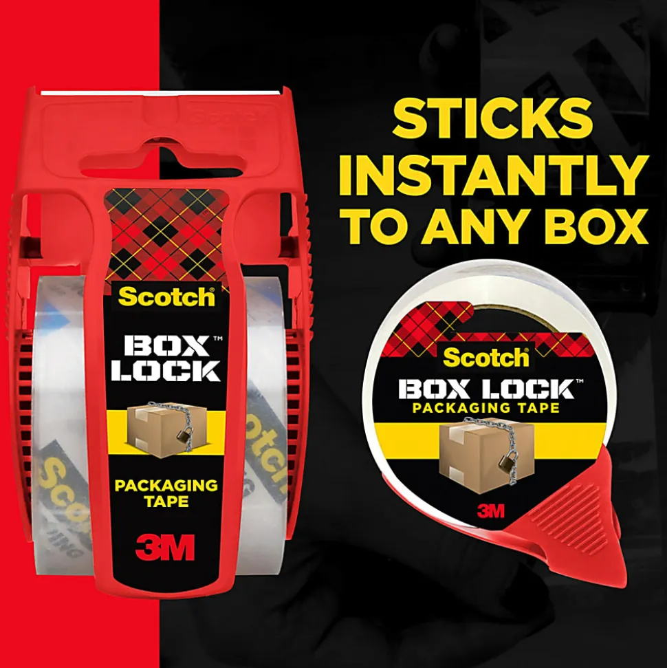 Scotch® Box Lock Packing Tape, 1.88" x 54.6 yd, 2 Tape Rolls with Dispensers, Extreme Grip Box Packaging Tape for Shipping and Mailing