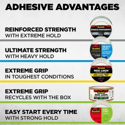 Scotch® Box Lock Paper Packaging Tape, Permanent, 1.88 in x 25 yd
