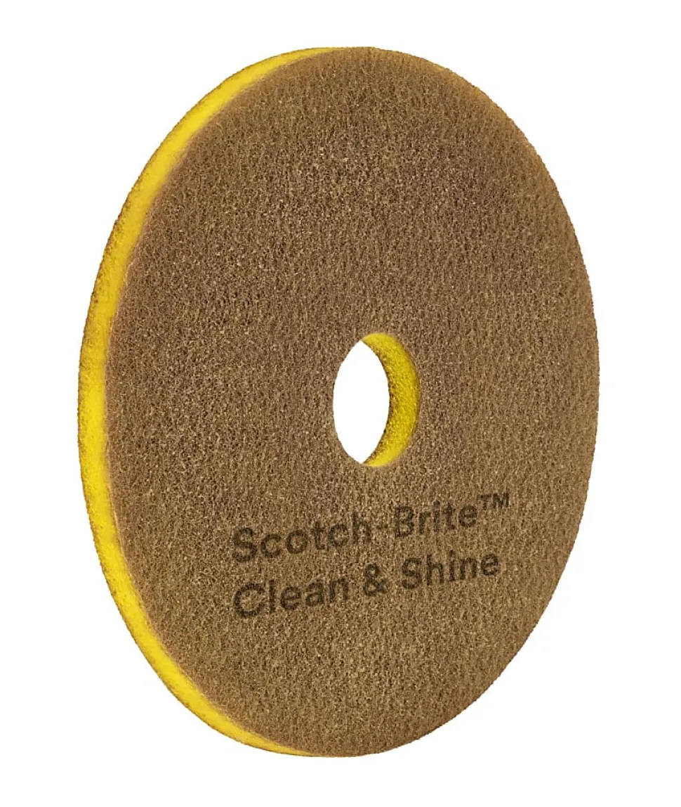 Scotch-Brite™ Clean & Shine Floor Pads, 13", Yellow/Gold, Case Of 5