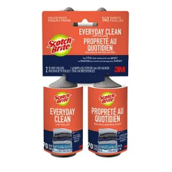 Scotch-Brite™ Everday Clean Lint Roller, 2 Pack, 140 Adhesive Sheets Total, Lint Remover for Pet Hair, Dark Clothes, Furniture, and Dusty Surfaces