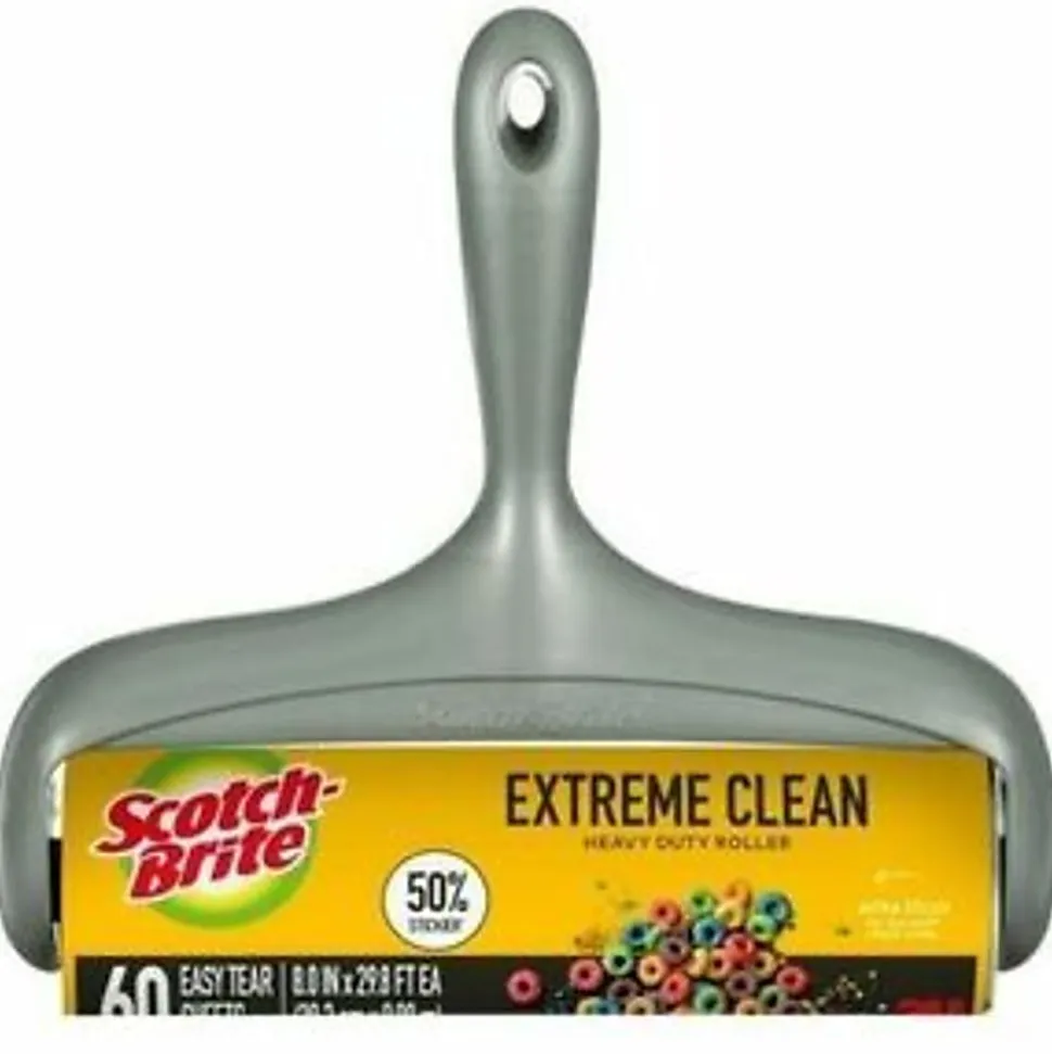 Scotch-Brite™ Extreme Clean Large Lint Roller, 1 Pack, 60 Adhesive Sheets Total, 50% Stickier, Heavy Duty for Removing Debris and Pet Hair on Clothes