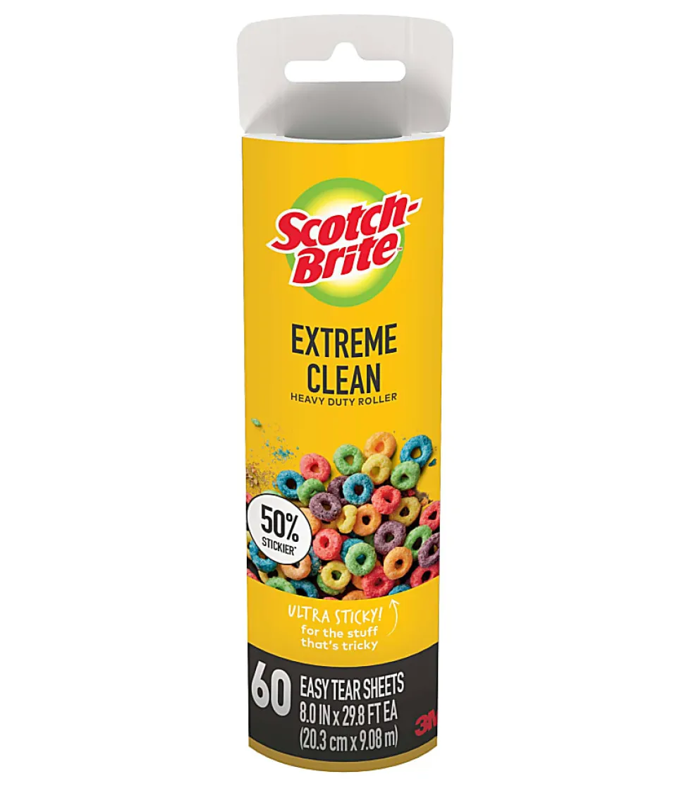Scotch-Brite™ Extreme Clean Large Lint Roller Refill, 8 in., 1 Pack, 60 Adhesive Sheets Total, 50% Stickier, Heavy Duty for Removing Debris