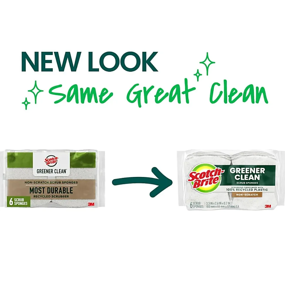 Scotch-Brite Greener Zero Scratch Sponges, 24 pack-Scrubbing Sponges, 100% Recycled, Great For Washing Dishes and Cleaning Kitchen