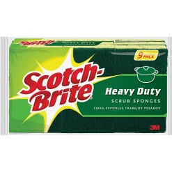 Scotch-Brite™ Heavy-Duty Scrub Sponges, Green/Yellow, Pack Of 9