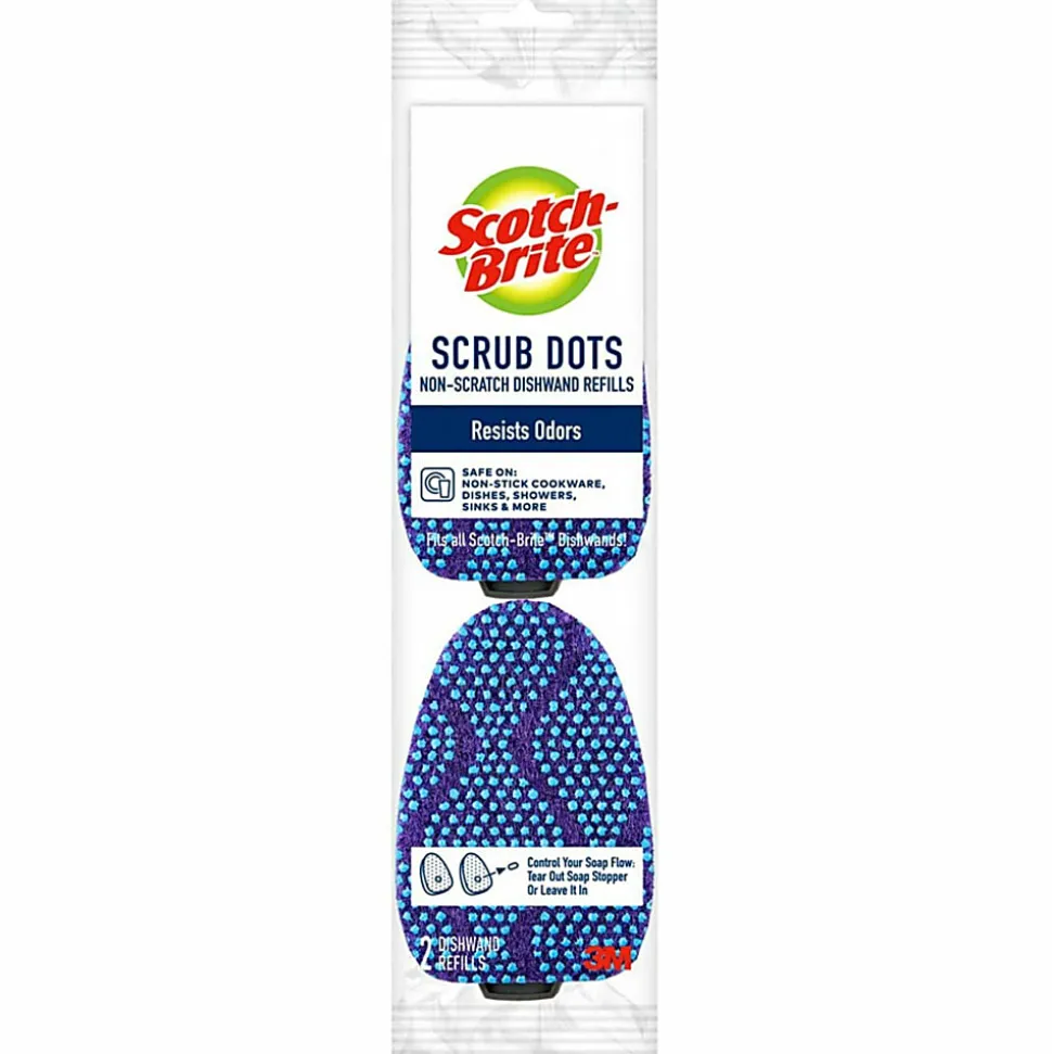 Scotch-Brite® Scrub Dots Microfiber Dishwand Refill, 3-1/2" x 4-2/5", Light Blue/Dark Blue, Pack of 2