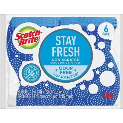Scotch-Brite Scrub Dots Non-Scratch Sponge, 4.8"H x 6.5"W x 2.5"D, 6 / Pack, Blue