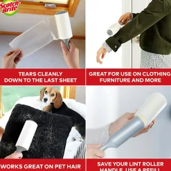 Scotch-Brite 105 Sheet Lint Roller, 4 Ct.