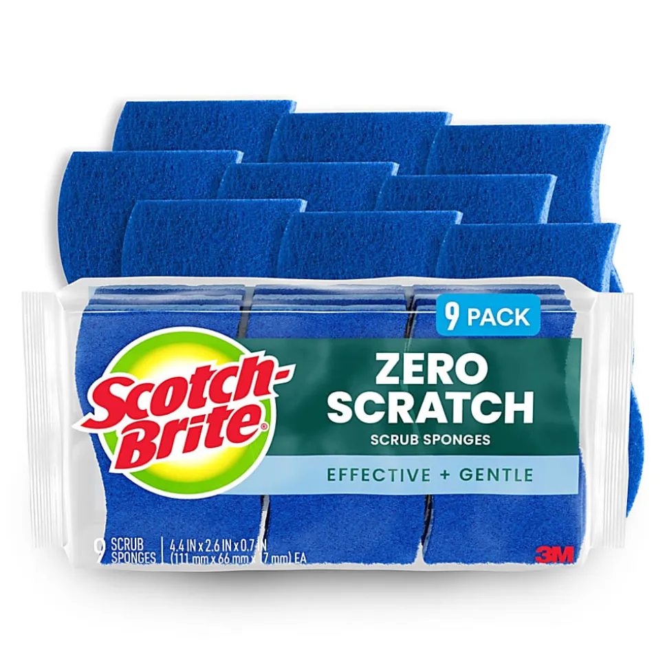Scotch-Brite® Zero Scratch Scrub Sponge, 9 Pack Scrubbing Sponges, Great For Washing Dishes and Cleaning Kitchen