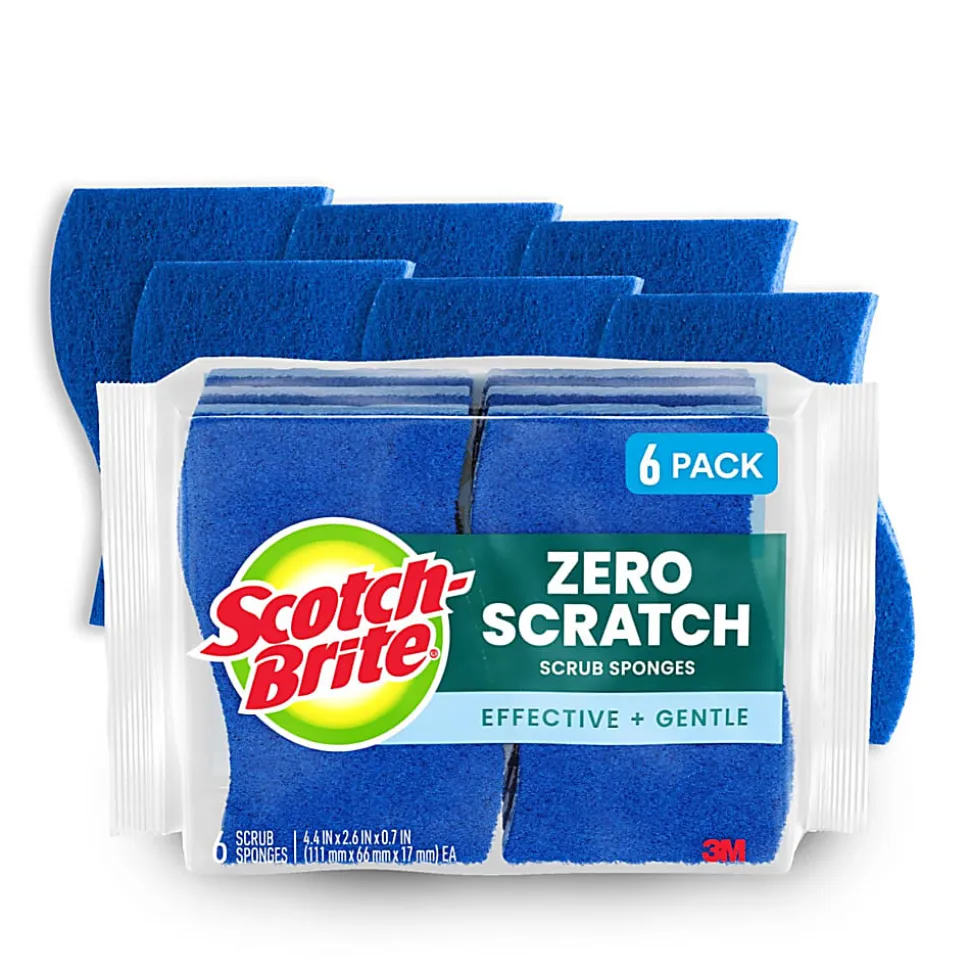 Scotch-Brite® Zero Scratch Scrub Sponge, 6 Pack Scrubbing Sponges, Great For Washing Dishes and Cleaning Kitchen