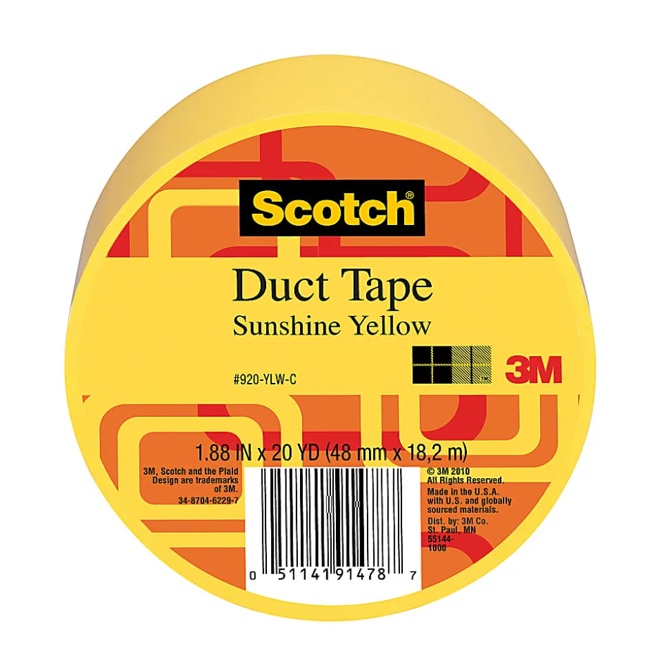 Scotch® Colored Duct Tape, 1 7/8" x 20 Yd., Yellow