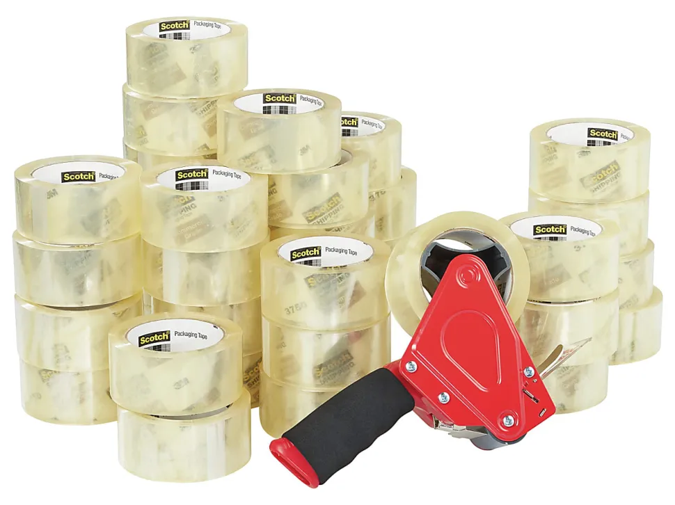 Scotch® Commercial Grade Shipping Packing Tape, 36 Tape Rolls with 1 Dispenser, 1-7/8 in x 54.6 yd, 3" Core, Designed - 3750CS