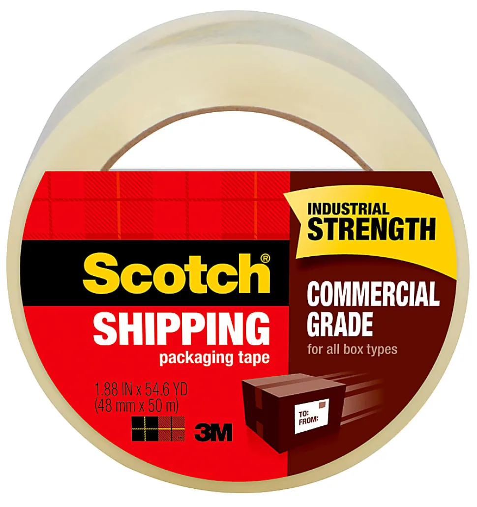 Scotch® Commercial Grade Shipping Packing Tape, 48 Tape Rolls, 1 7/8 in x 54.6 yd, 3" Core, Designed - 3750CS48