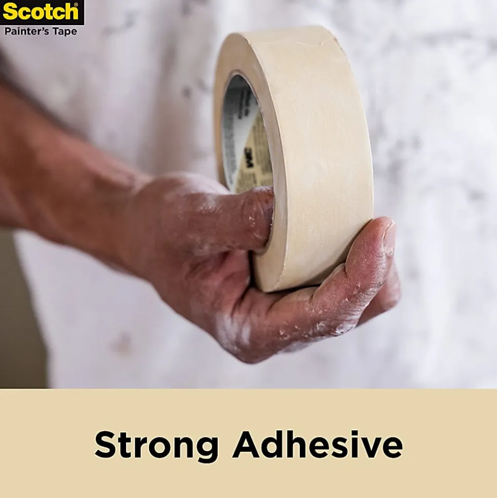 Scotch® Contractor Grade Masking Tape, Removable, 6 Tape Rolls, 1.41 in x 60.1 yd, 3" Core, White