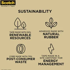 Scotch® Contractor Grade Masking Tape, Removable, 9 Tape Rolls, 0.94 in x 60.1 yd, 3" Core, White