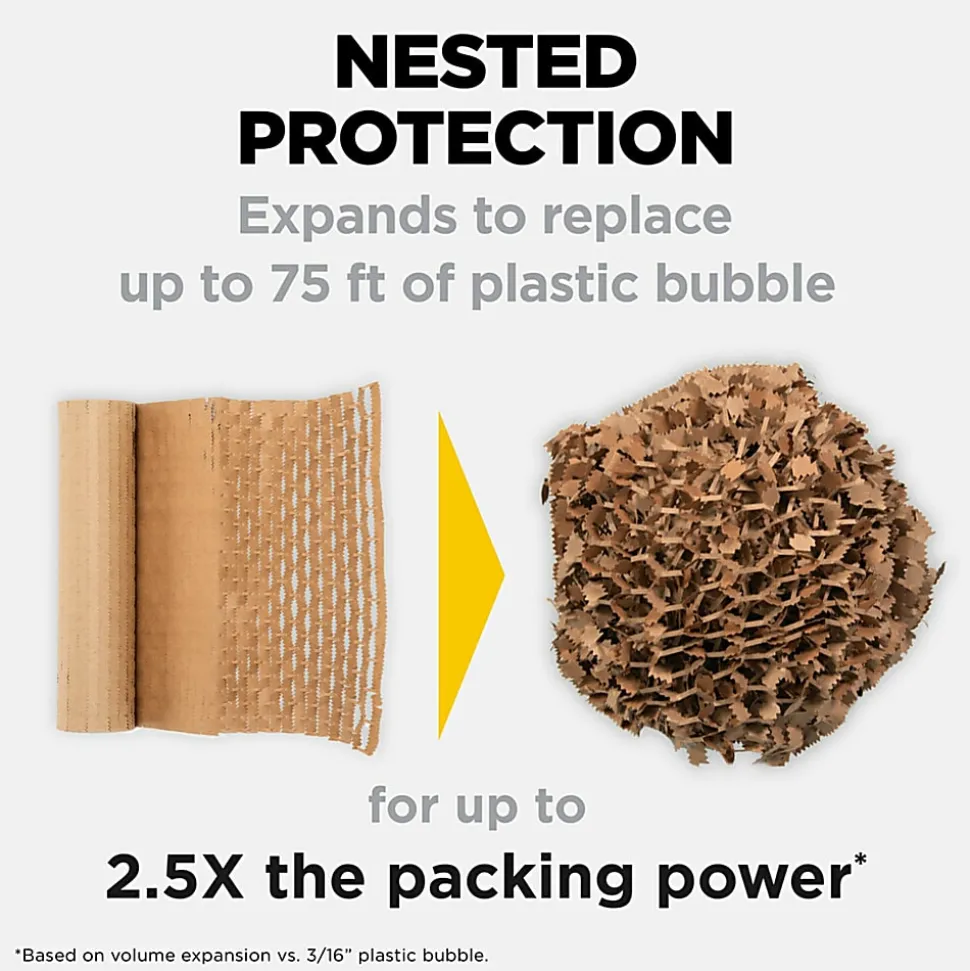 Scotch Cushion Lock Protective Wrap, 12 in x 1000 ft, 1 Roll, 100% Recycled Paper, Honeycomb Packing Paper, Alternative for Bubble Cushion Wrap, Brown