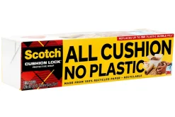Scotch® Cushion Lock Protective Wrap, 12-3/8 in x 30 ft, 1 Roll, Honeycomb Packing Paper, Alternative for Bubble Cushion Wrap, Brown