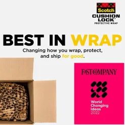 Scotch® Cushion Lock Protective Wrap, 12 in x 175 ft, 1 Roll, 100% Recycled Paper, Honeycomb Packing Paper, Alternative for Bubble Cushion Wrap, Brown