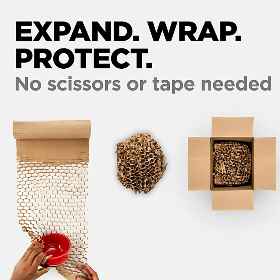 Scotch® Cushion Lock Protective Wrap, 12 in x 175 ft, 1 Roll, 100% Recycled Paper, Honeycomb Packing Paper, Alternative for Bubble Cushion Wrap, Brown