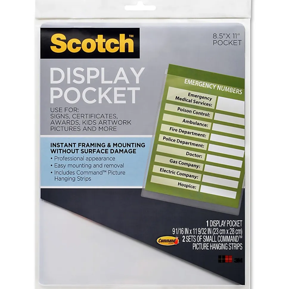 Scotch® Display Pocket, 9" x 11", Clear