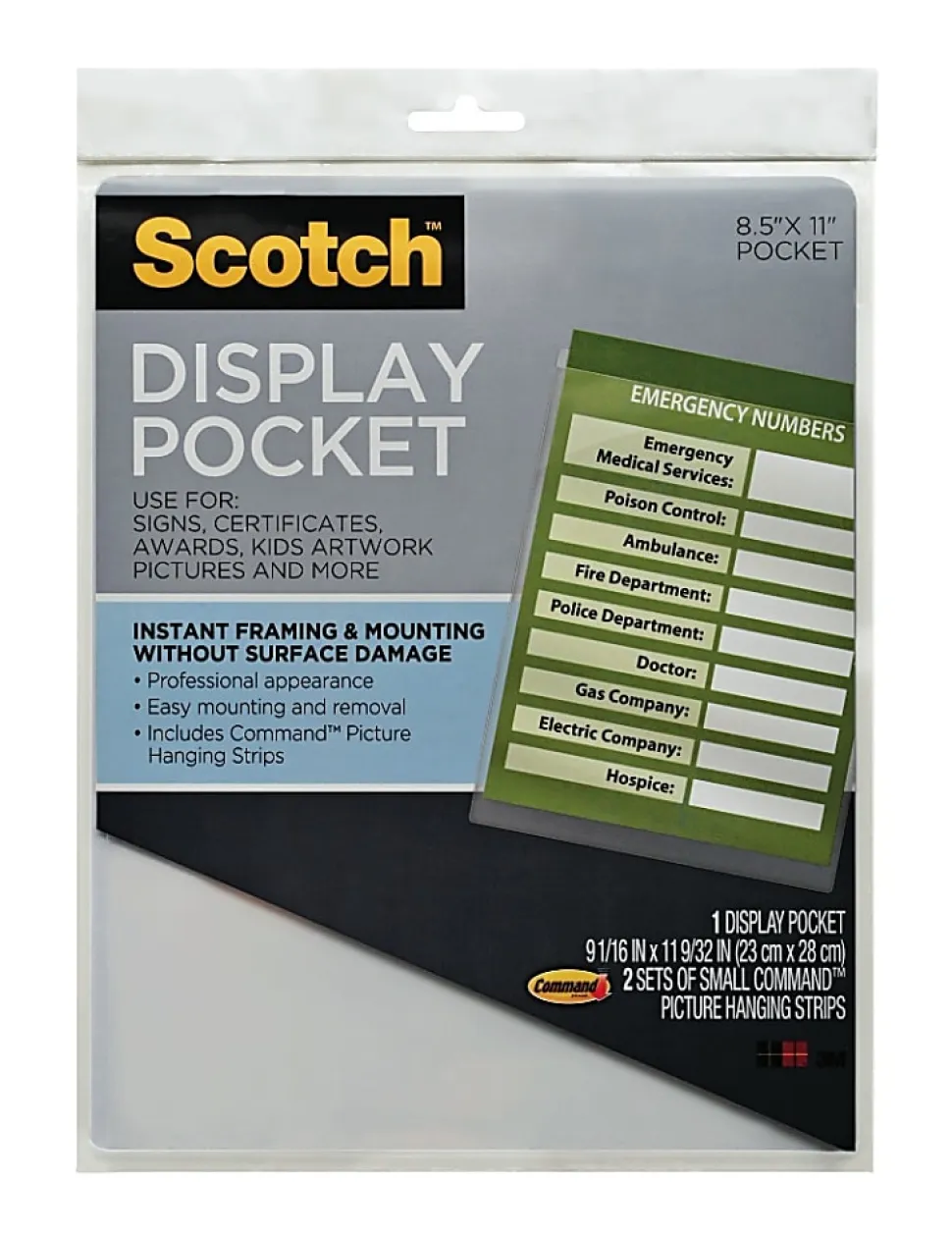 Scotch® Display Pocket, 9" x 11", Clear