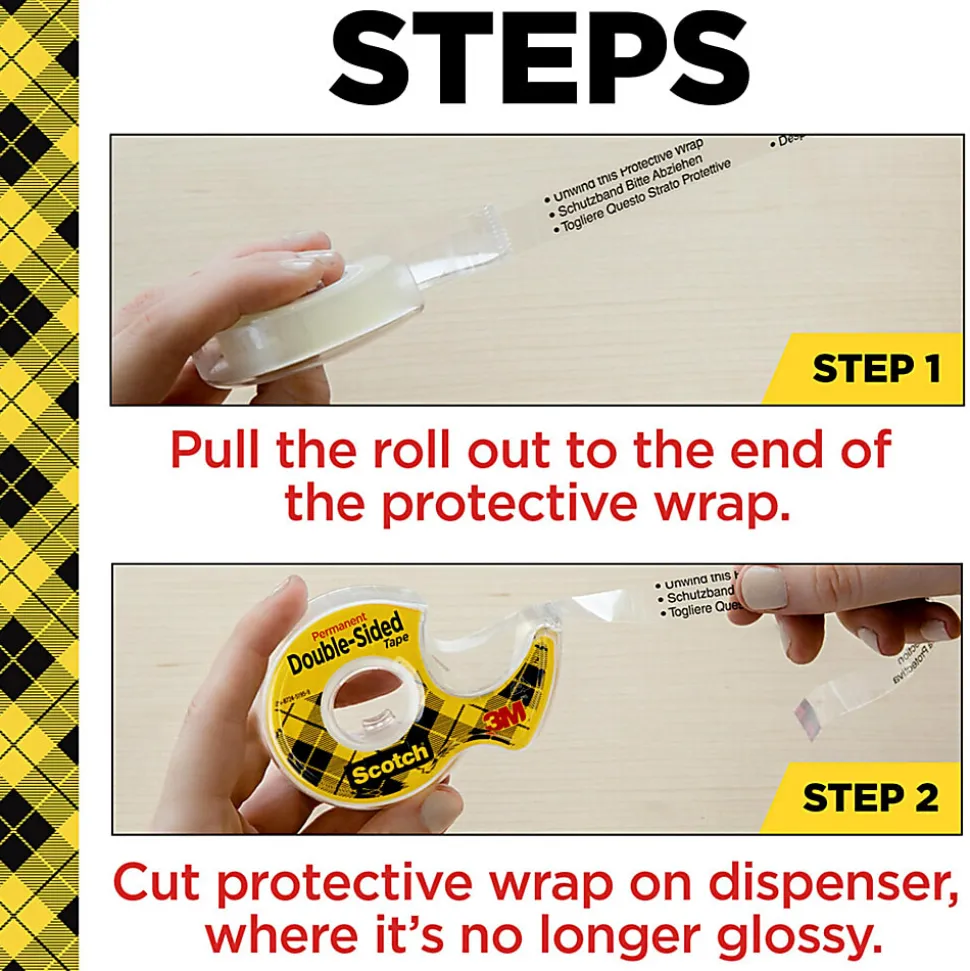 Scotch® Double Sided Tape, 1/2 in x 900 in, 2 Tape Rolls, Back to School Supplies and College Essentials for Students and Teachers