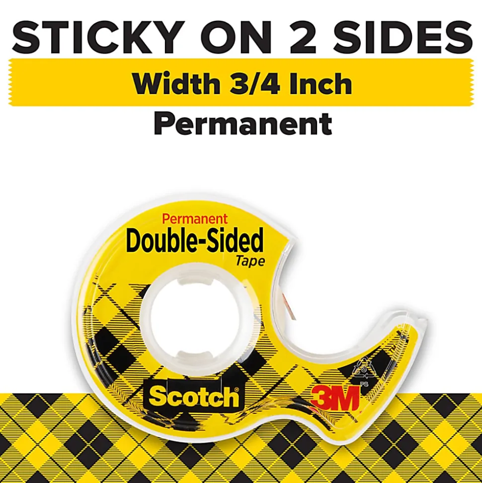Scotch® Double Sided Tape, Permanent, 2 Tape Rolls, 3/4 in x 300 in, Home Office Supplies and School Supplies for College and Classrooms