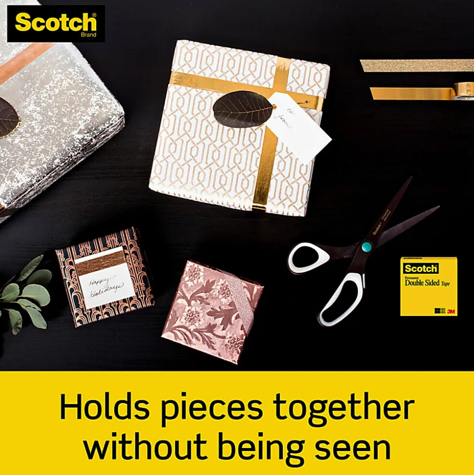 Scotch® Double Sided Tape, Permanent, 2 Tape Rolls, 1/2 in x 1296 in, Home Office Supplies and School Supplies for College and Classrooms