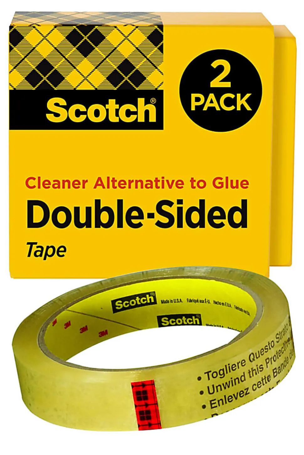 Scotch® Double Sided Tape, Permanent, 2 Tape Rolls, 3/4 in x 1296 in, Home Office Supplies and School Supplies for College and Classrooms