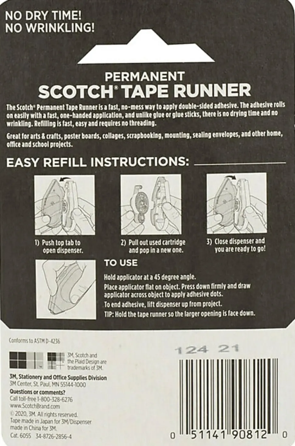 Scotch Double-Sided Tape Runner, Clear, 1/3" x 588"