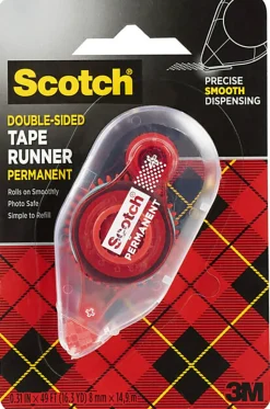Scotch Double-Sided Tape Runner, Clear, 1/3" x 588"