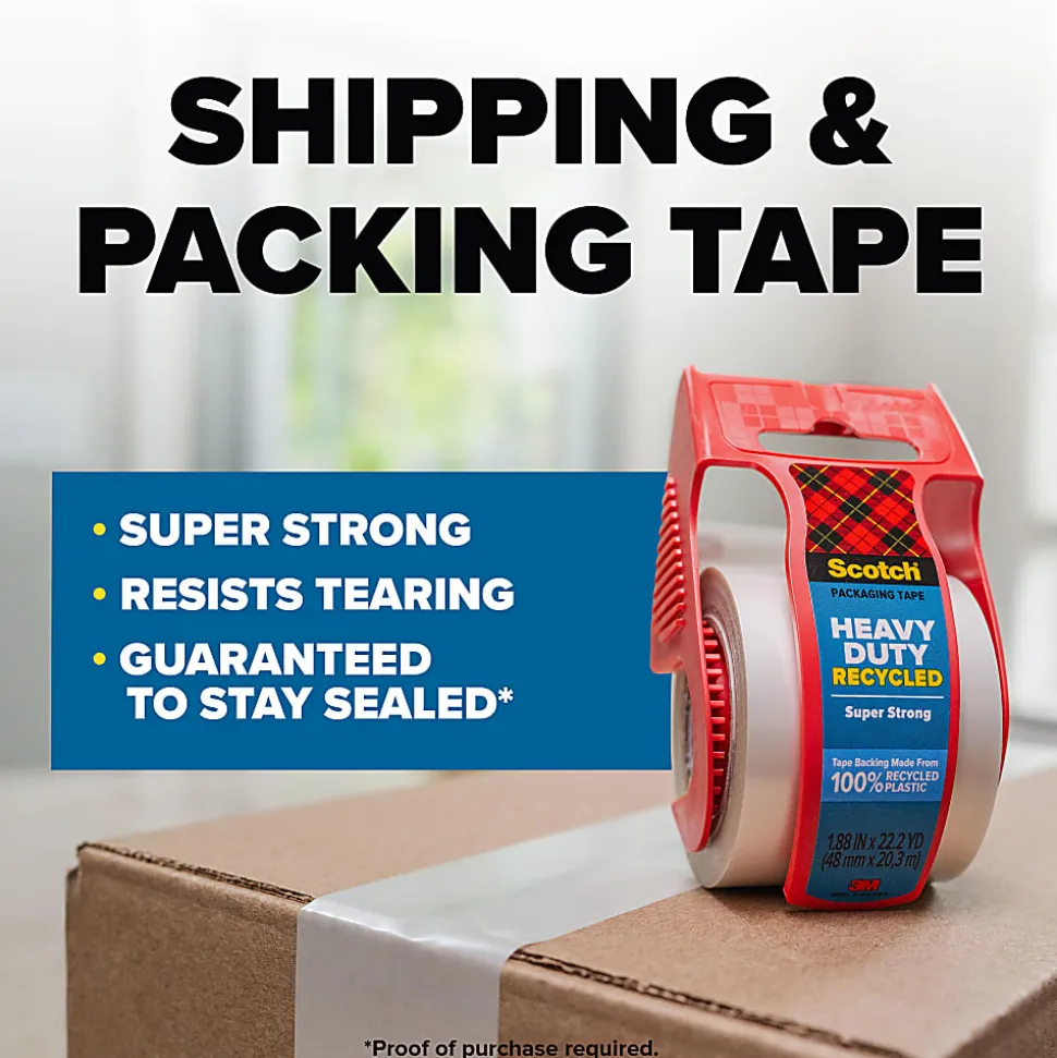 Scotch® 3750 Greener Commercial Grade Packing Tape With Dispenser, 1 7/8" x 19.4 Yd., Clear