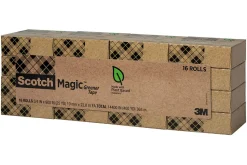 Scotch® Greener Magic™ Tape, Invisible, 16 Tape Rolls, 3/4 in x 900 in, Home Office Supplies and School Supplies for College and Classrooms